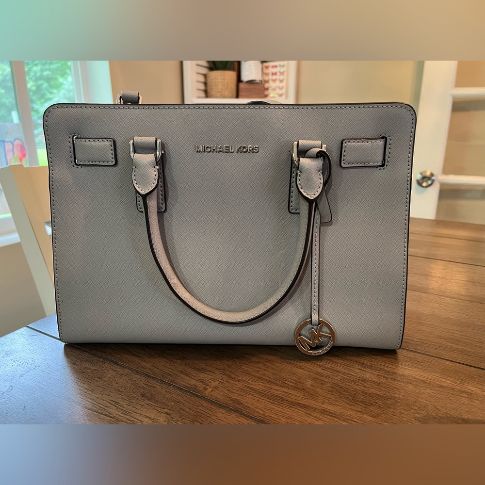 Michael Kors Gray Dillon Saffiano Leather Top Handle Crossbody Bag